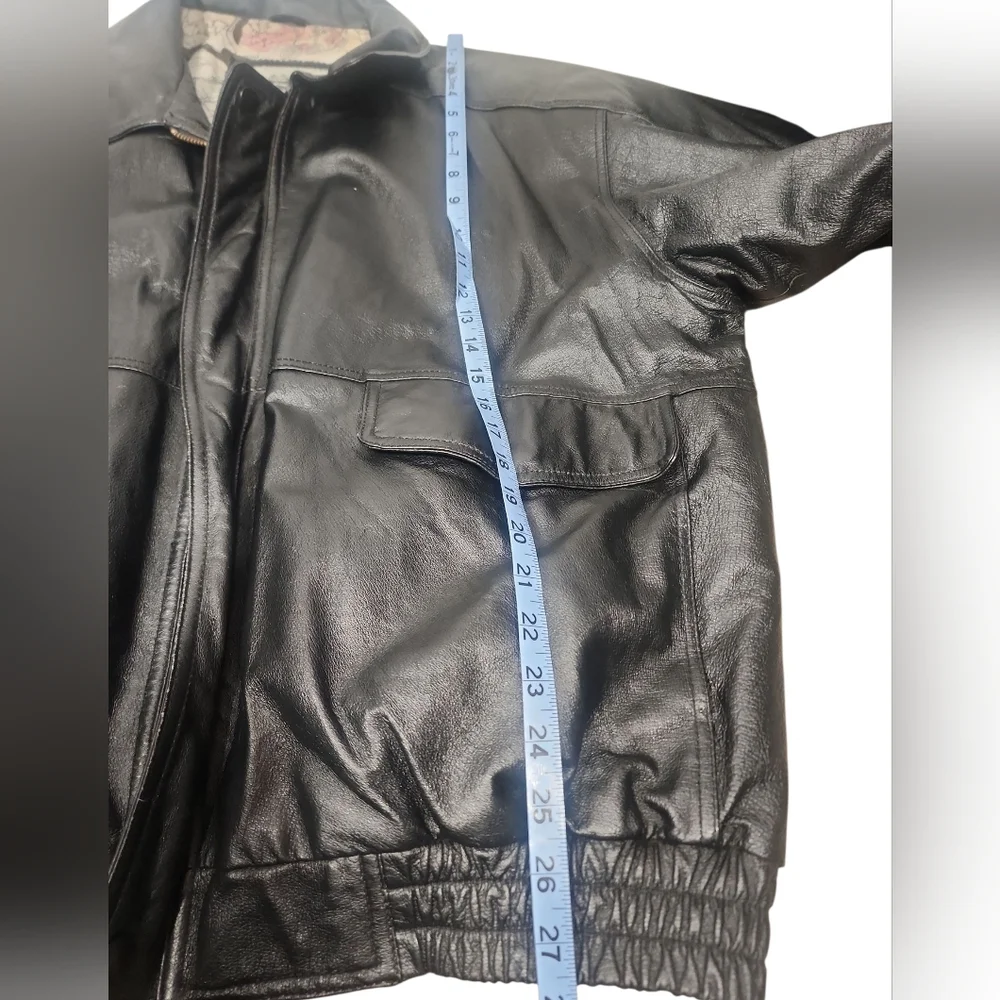 Burk's Bay Men's Black Leather Bomber Jacket. XL - Picture 8 of 13